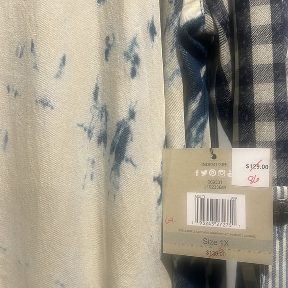 John Mark Blue and Cream Patchwork Button Down Shirt - Picture 2 of 3